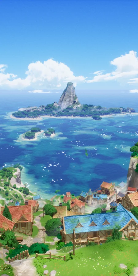 Zhang Lu, Cgi, Sky, Island, Bay 4K Phone Wallpaper