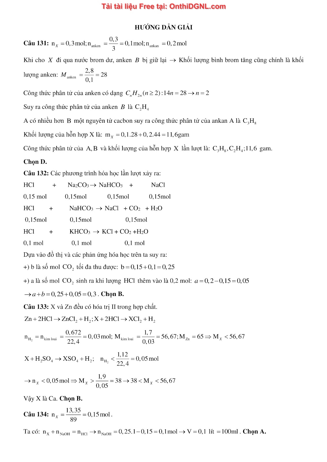 260 bài tập môn Hóa học - Ôn thi ĐGNL ĐHQG Hà Nội Phần 26