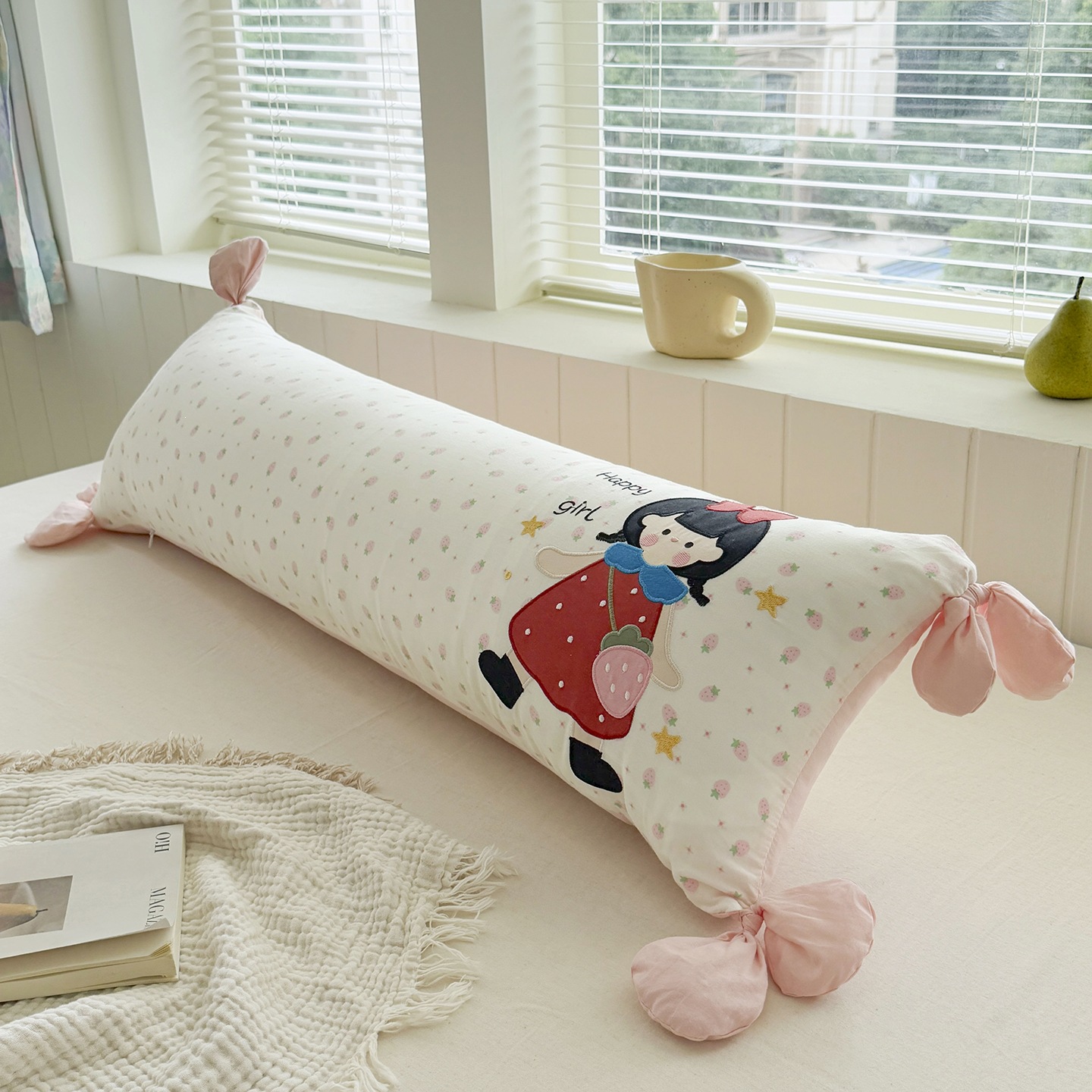 Long Cotton Pillow, 30×100 cm, removable