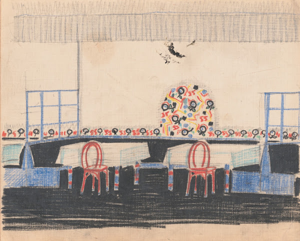Interior perspective studies for a restaurant 1910