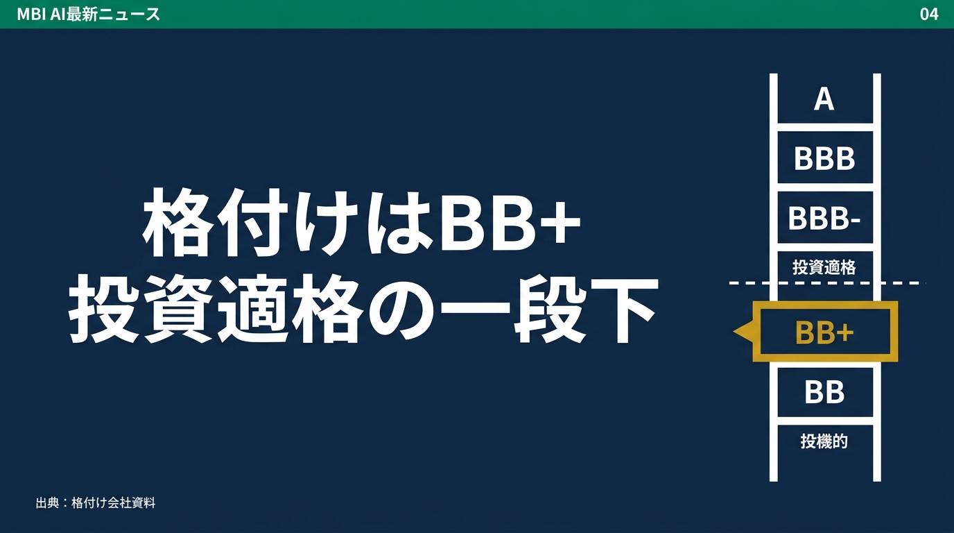 スライド04 格付けはBB+ 投資適格の一段下