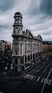 Ornate Historic Building Corner Dark Cityscape Architecture