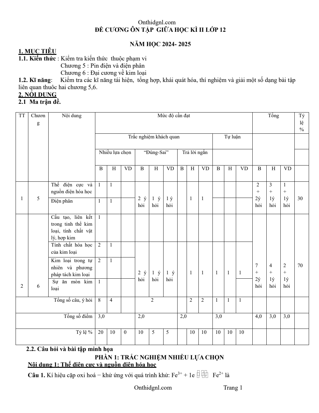 Đề Cương Ôn Tập Giữa Học Kỳ 2 Hóa 12 Kết Nối Tri Thức 2024 2025 pdf