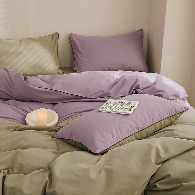 Nordic Cotton Bedding Set, Brushed, Solid Color