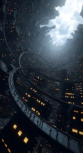 Dystopian Vertical City Spiral Architecture Sci Fi Art