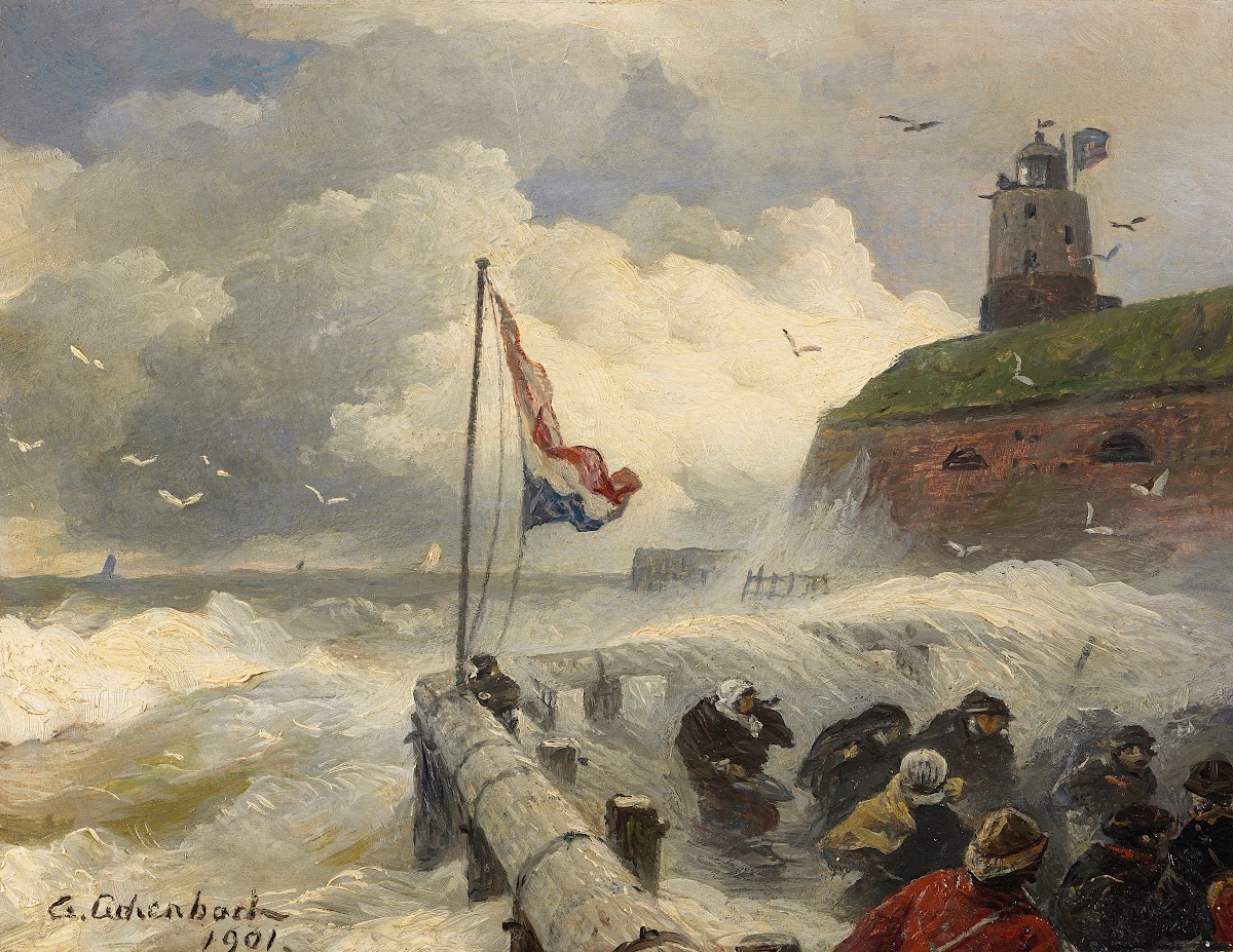 Stürmische Brandung an der Mole 1901