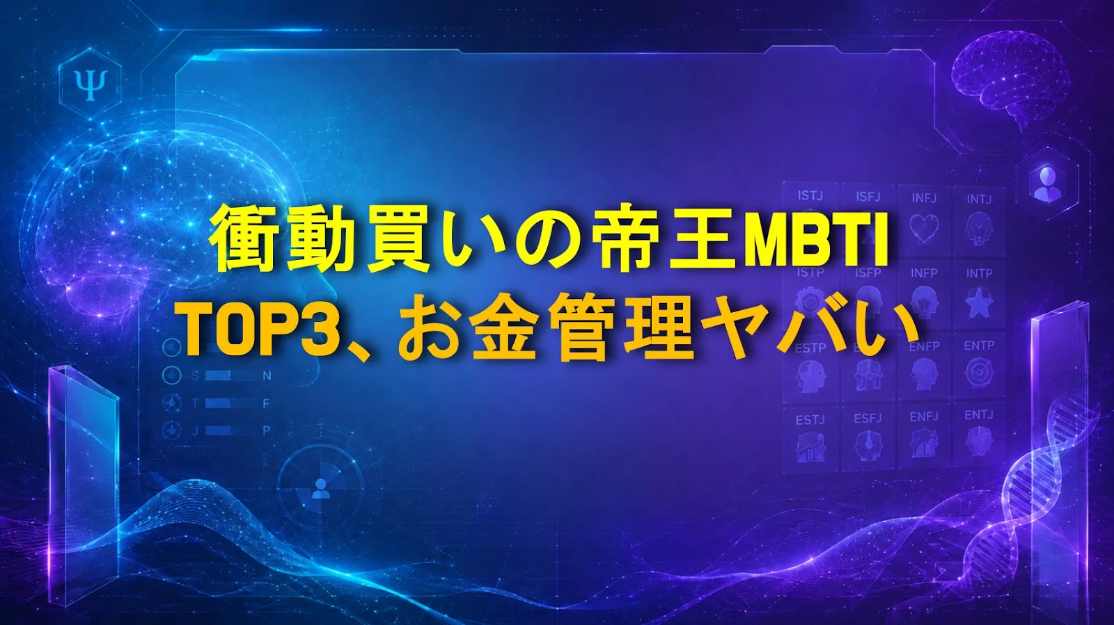 衝動買いの帝王MBTI TOP3、お金管理ヤバい