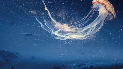 Jellyfish Dream Surreal Night Sky Alone 4K iPhone Wallpaper Background