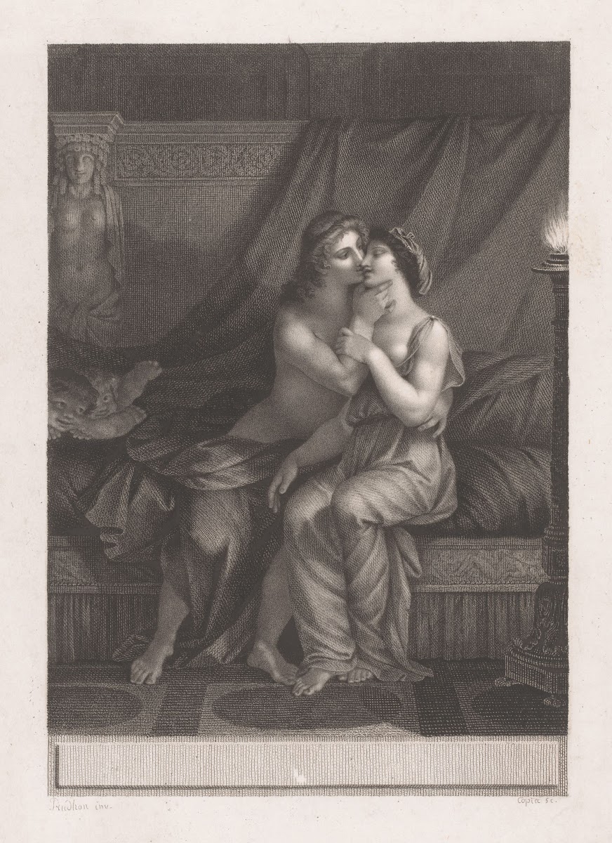 Couple in love sitting on bed 1797