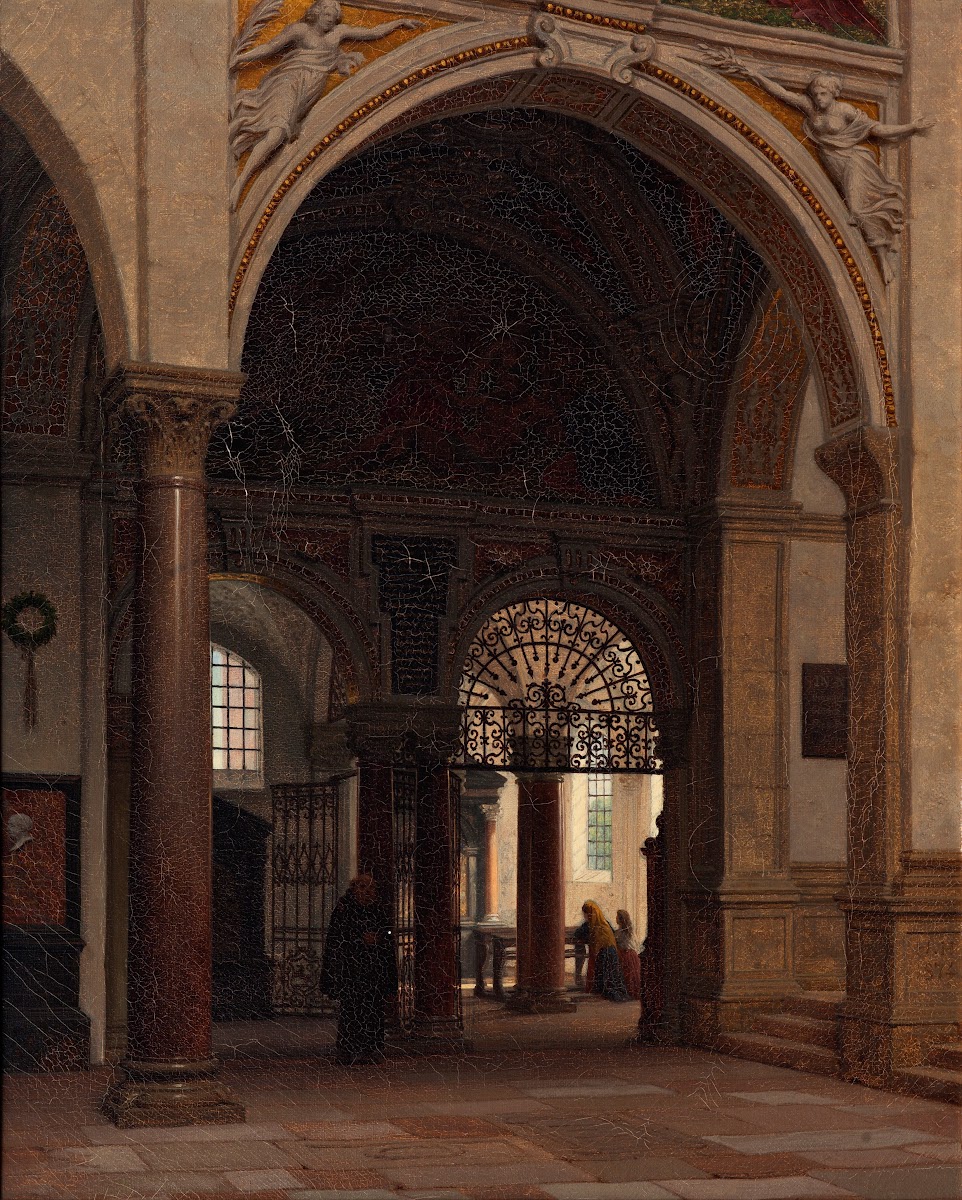 The interior of the church of Santa Maria Sopra Minerva in Rome 1874
