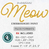 Stitch photo 5 of the Meow Script Satin Stitch Embroidery Font embroidery design