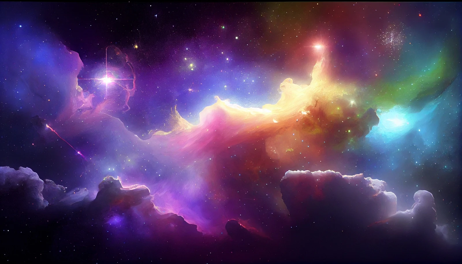 A Stunning Ai Art, Illustration, Rgb, Clouds, Nebula 2K Desktop and Mobile Wallpaper Background (2688x1536)