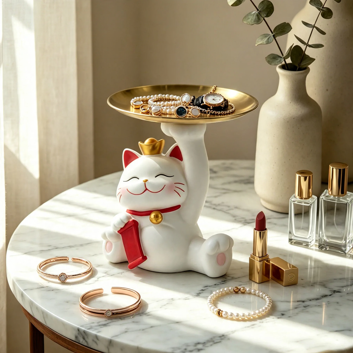 Lucky Cat Jewelry Tray and Key Holder
