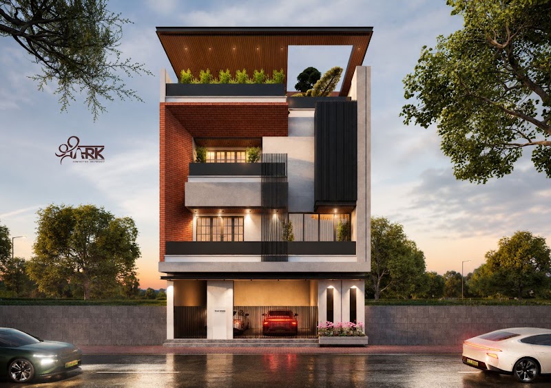 Exterior elevation design in Indore, residence facade with terraced planters