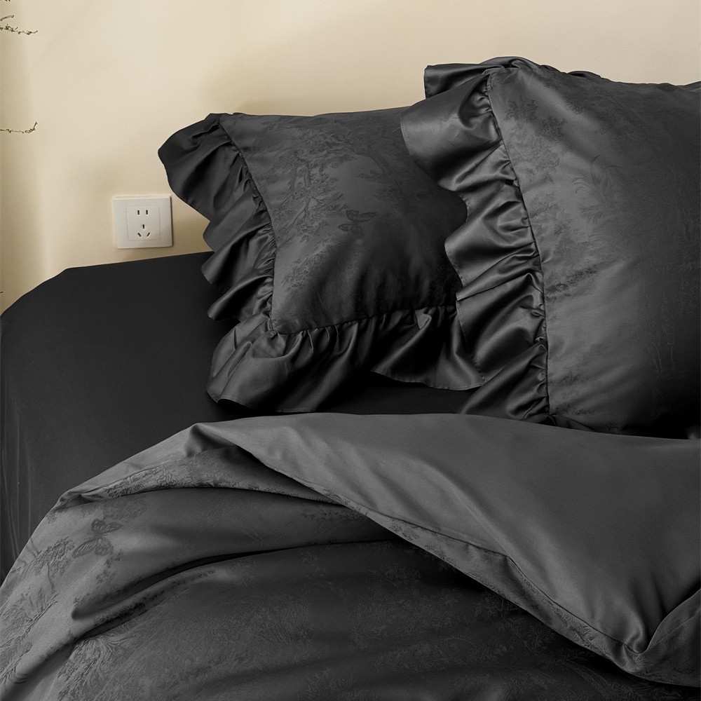 French Cotton Bedding Set with Lace, Long Staple Cotton