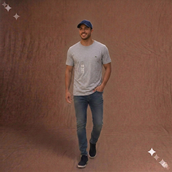 Suéter Gris Cuello Redondo Lacoste