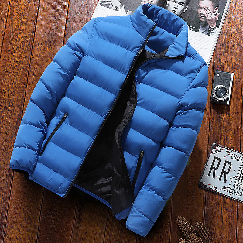 Men's quilted jacket, stand-up collar, padded, for outdoor