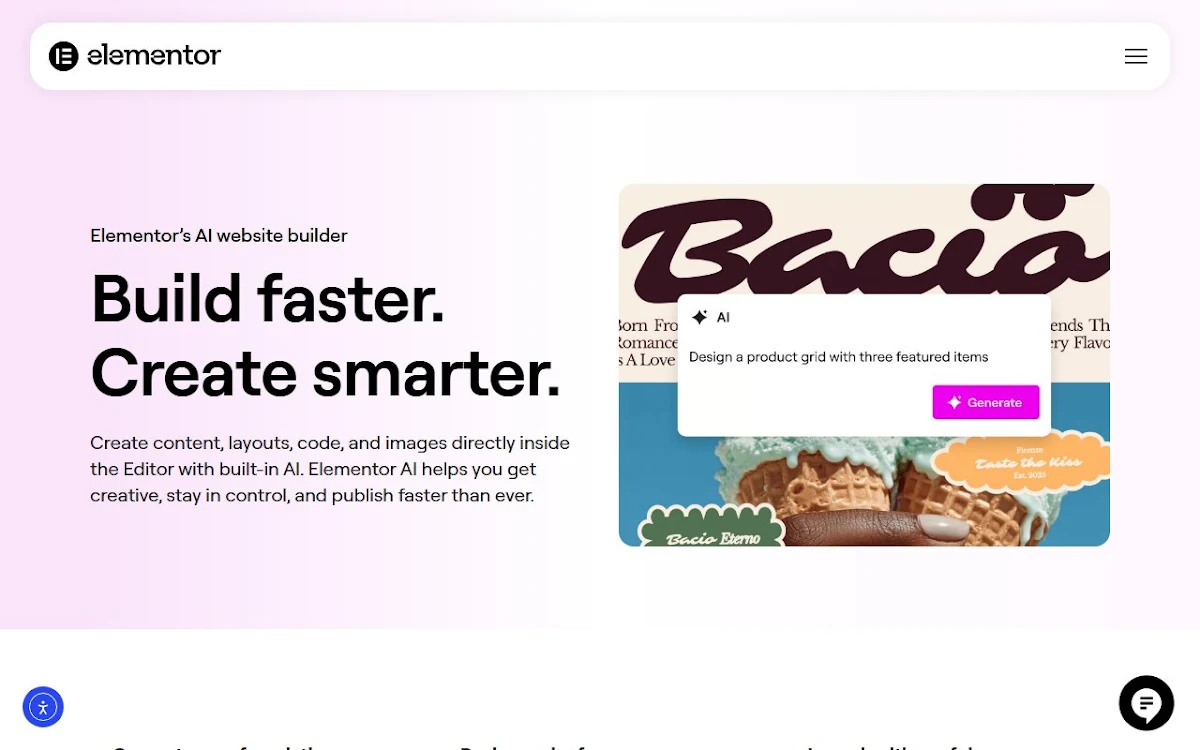 Captura de Elementor AI Website Builder