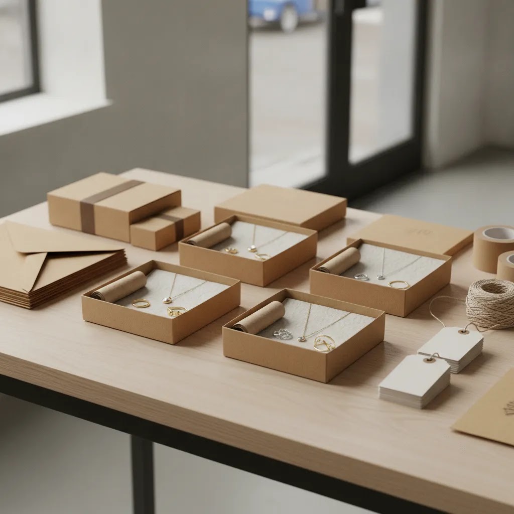 Sustainable jewelry packaging and fulfillment setup reflecting embracing holistic approach sustainable jewelry design production