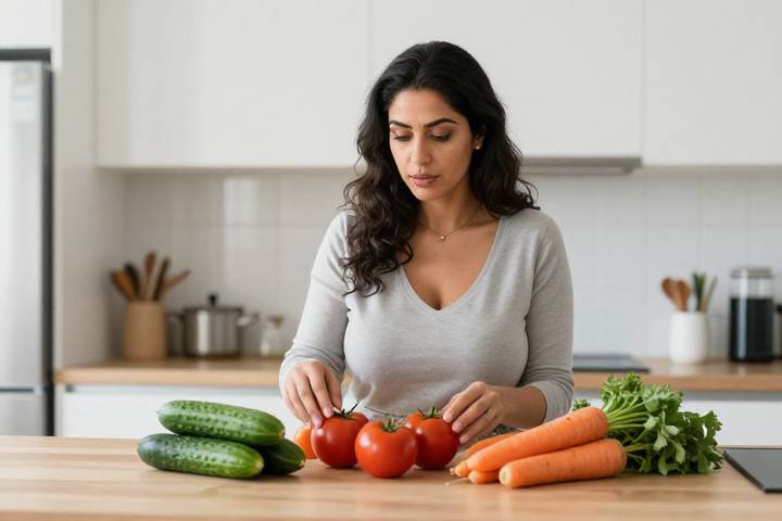 خضروات طازجة متنوعة في المطبخ