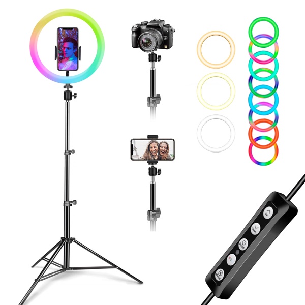 Ksix Aro de Luz LED RGB con Trípode y Soporte 360°