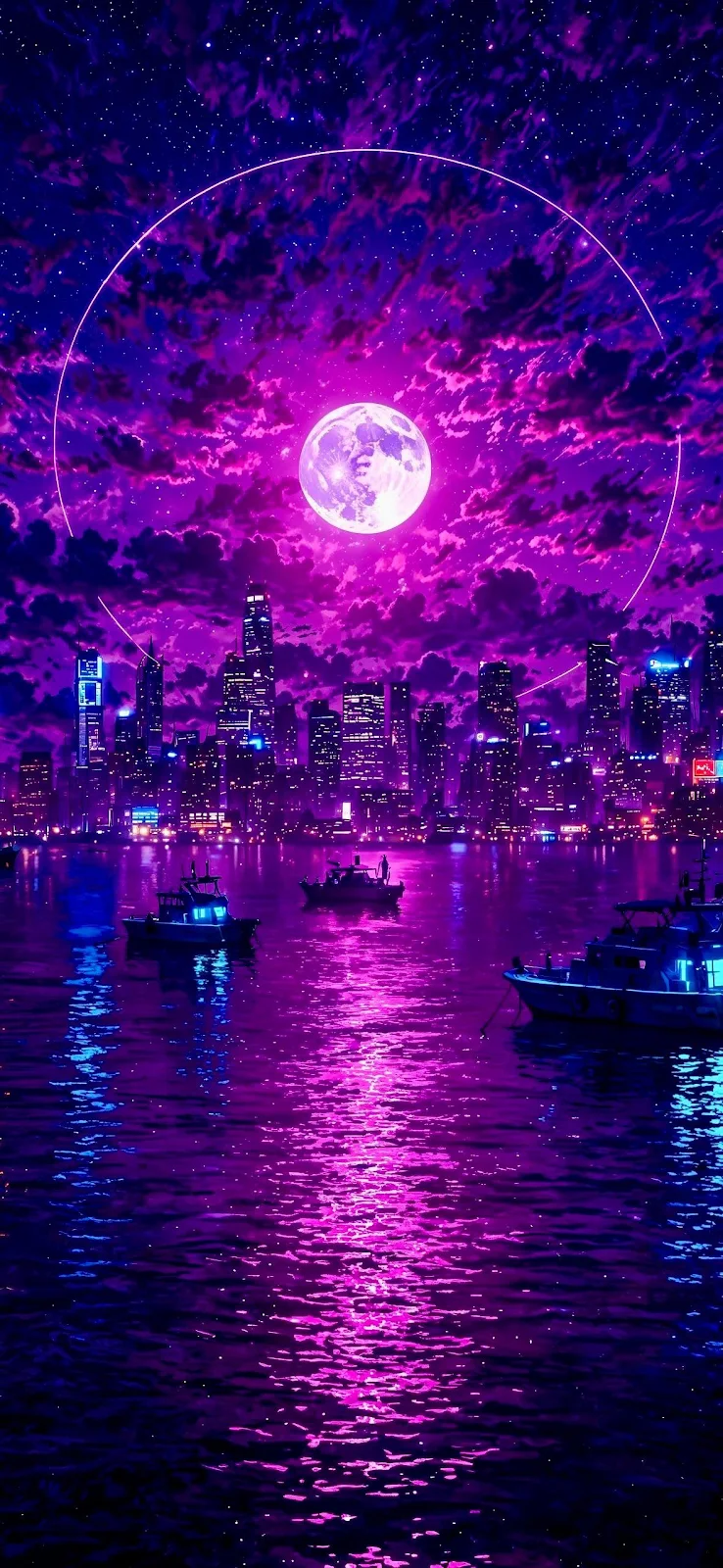 Purple Aesthetic, Cityscape, Night Photography, Neon Lights Full HD iPhone Wallpaper Background (1181x2559)