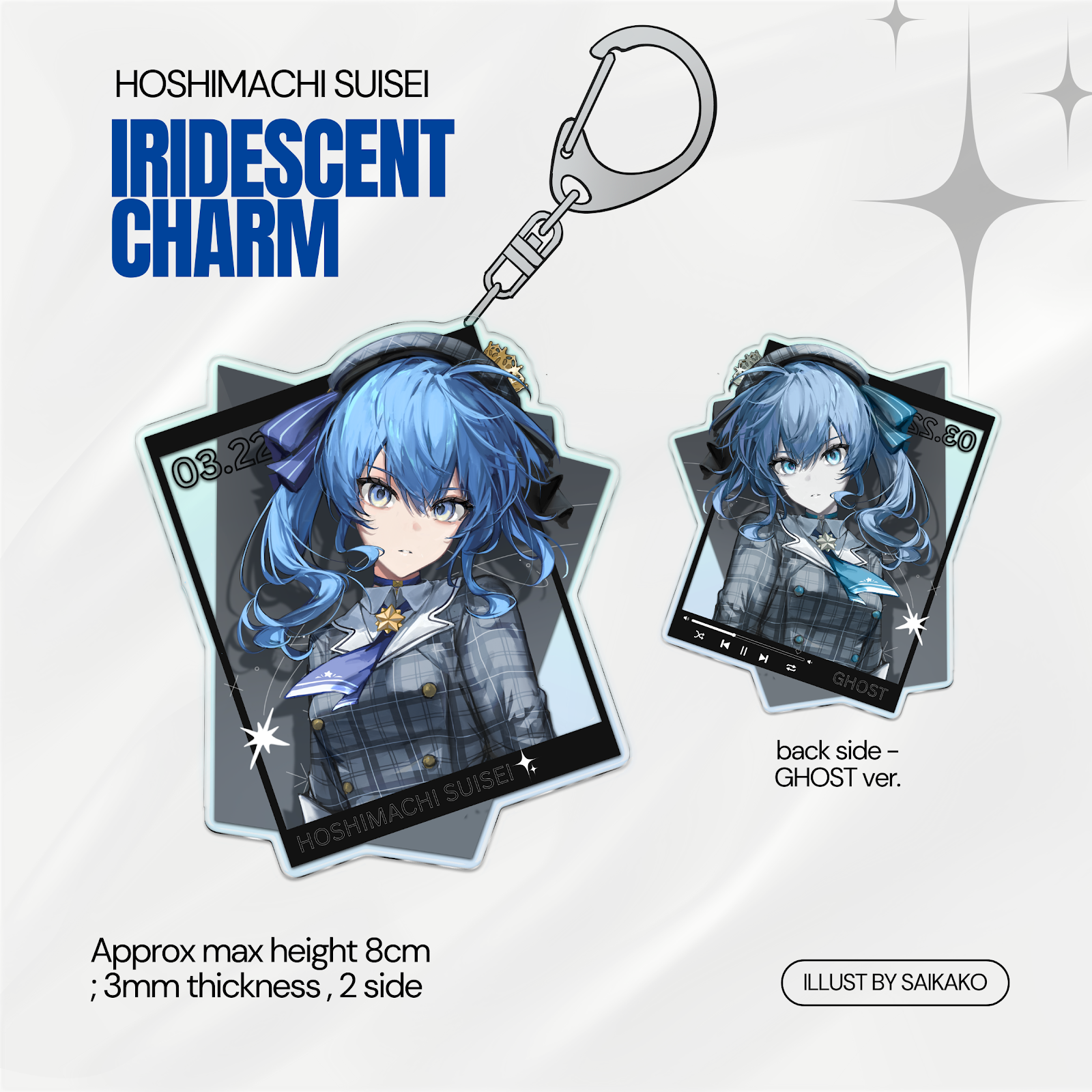Hoshimachi Suisei Iridescent Keychain by Saikako