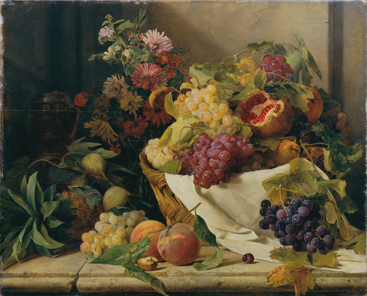Stillleben mit Früchten und Blumen 1847