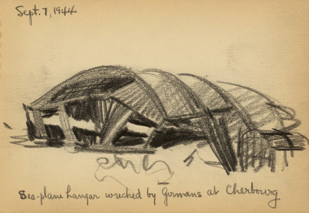 Sea Plane Hangar Wrecked By Germans At Cherbourg 1944