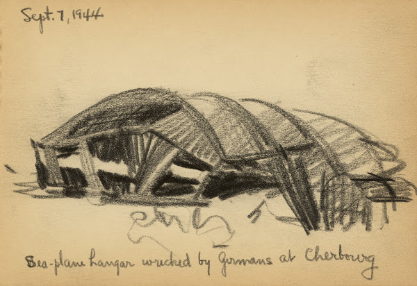 Sea Plane Hangar Wrecked By Germans At Cherbourg 1944