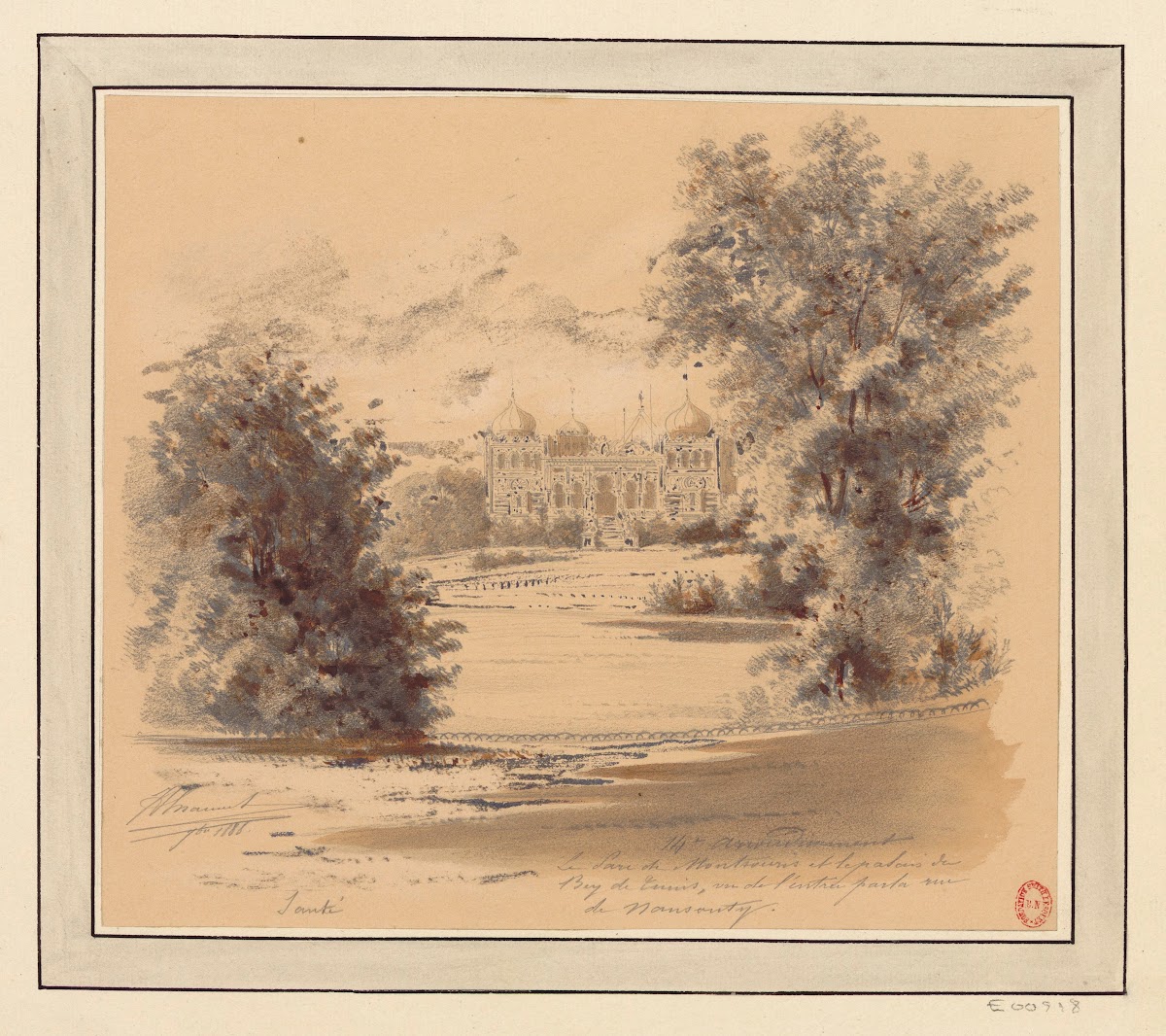 Le Parc de Montsouris et le palais du bey de Tunis vu de lentrée par la rue Nans
