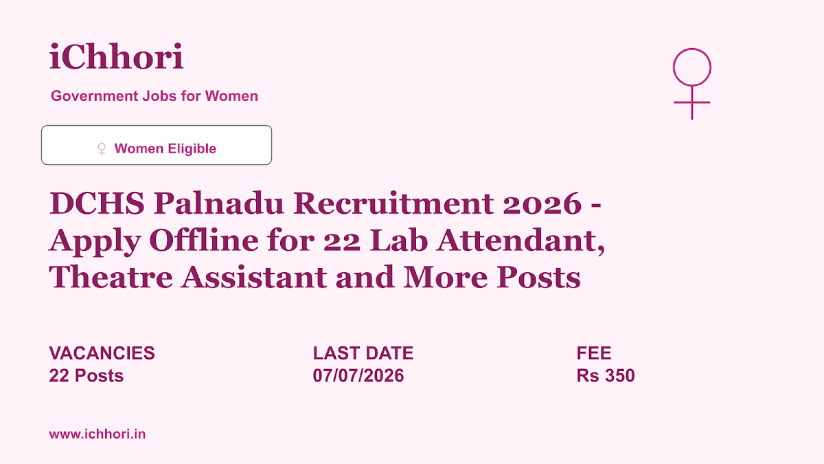 DCHS Palnadu Recruitment 2026 - Apply Offline for 22 Lab Attendant, Theatre Assistant and More Posts - iChhori