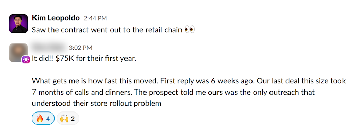 Client message in Slack