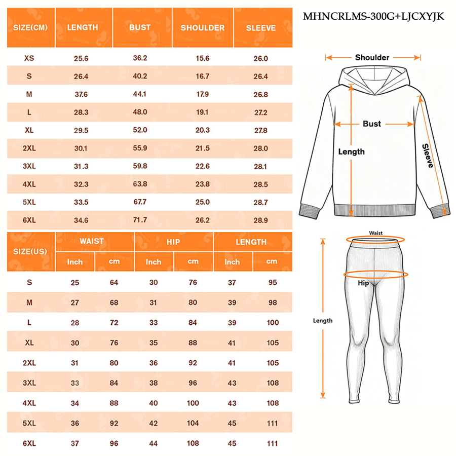 AOP MHN Adult 300G Air Layer Hoodie & AOP Yoga Leggings Set