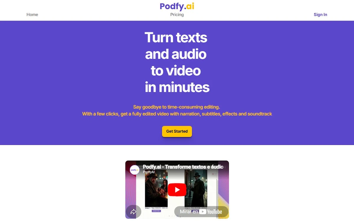 Captura de Podfy AI