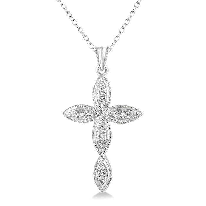 Silver Cross Diamond Fashion Pendant
