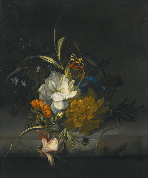 Still Life With Marigolds Morning Glory A Passion Flower And Other Assorted Flow