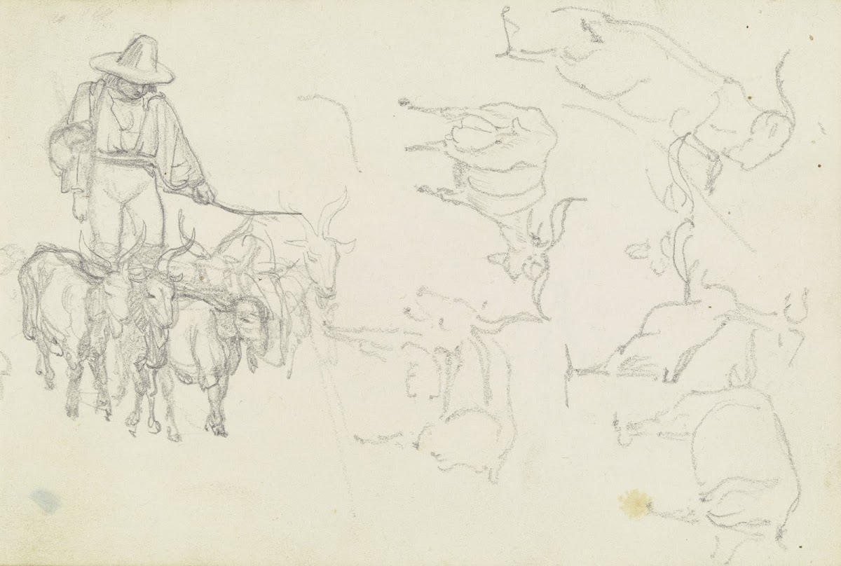 Herd of goats with herder 1830