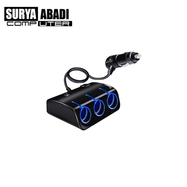 Car Lighter Socket Adaptor USB 3 Slot