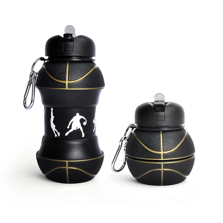 Foldable silicone water bottle with sports design 550 ml