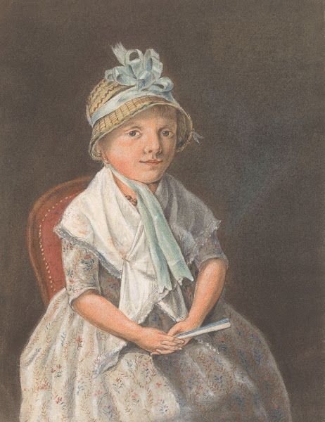 Portret van een meisje zittend met een waaier 1804
