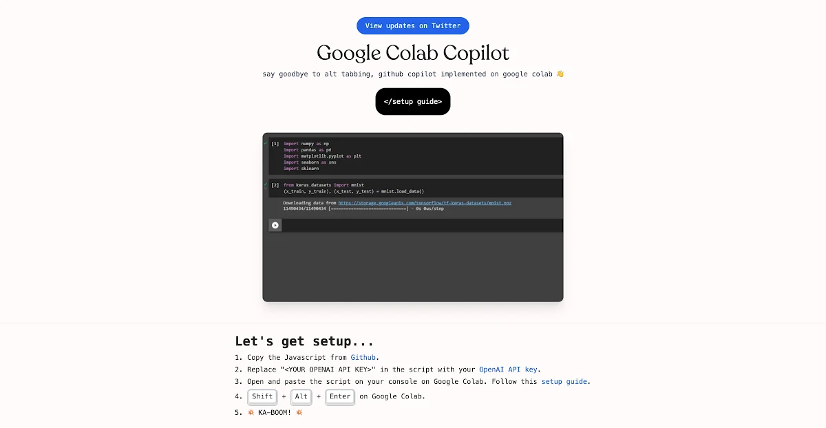 Captura de Google Colab Copilot