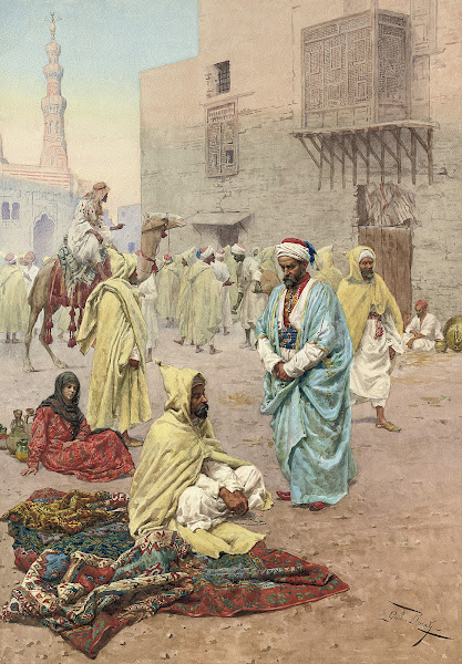 Pilgrims Outside A Mosque