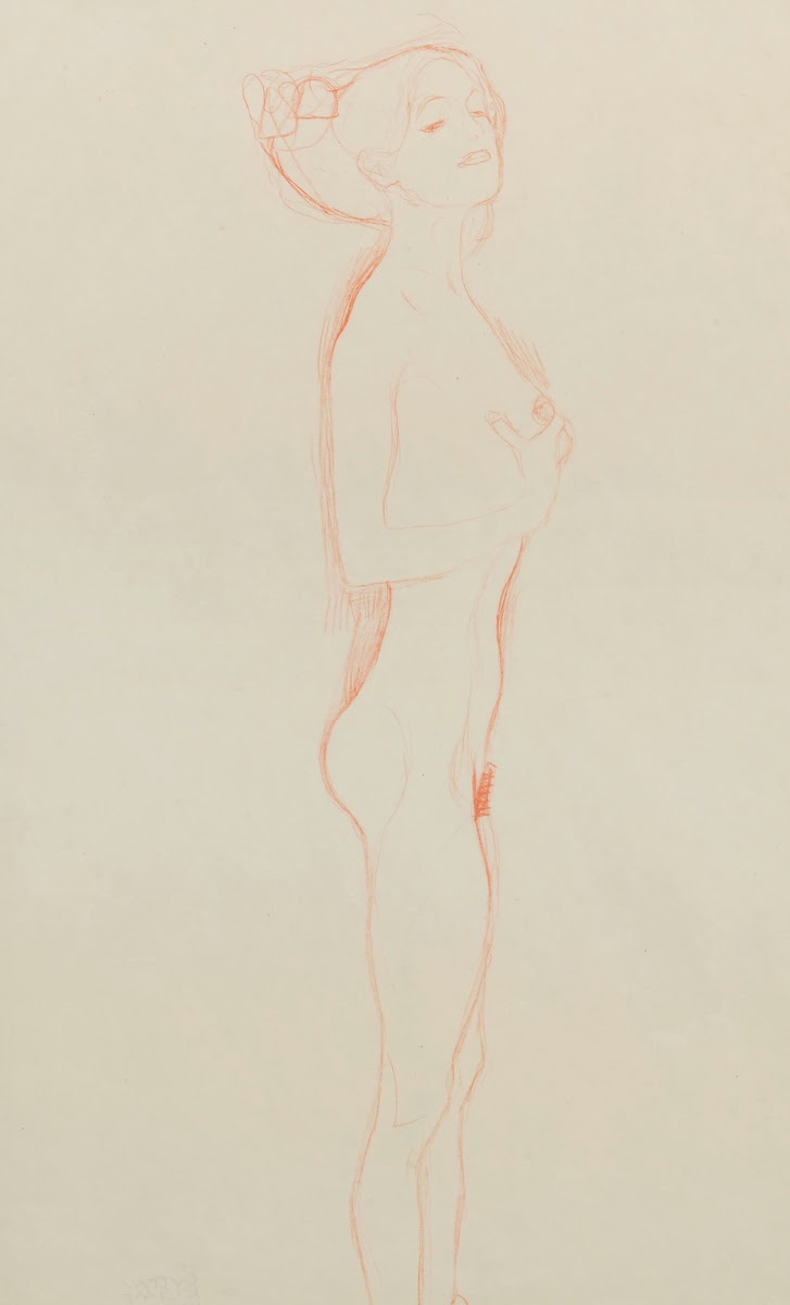 Naked Girl Standing with Right Hand to Breast 1906