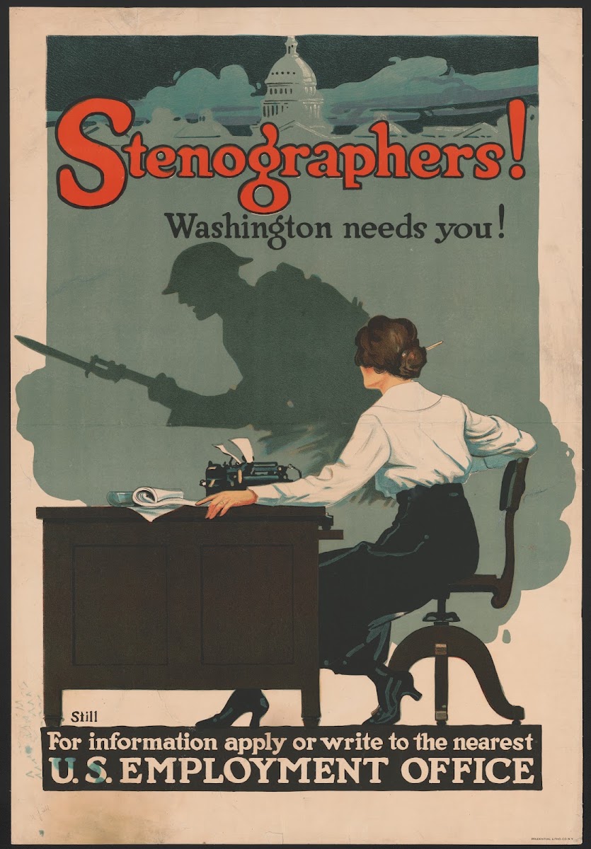 Stenographers Washington Needs You 1917