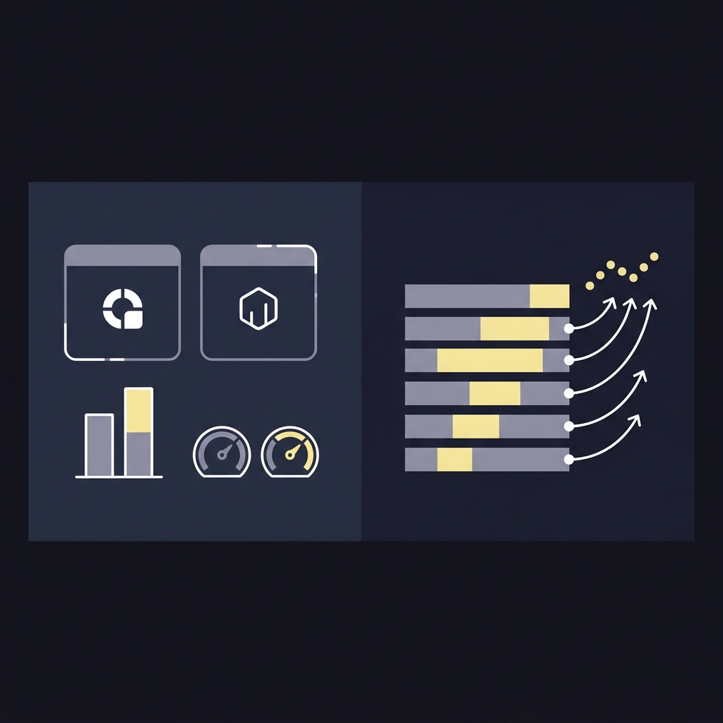 Minimal 2D vector split illustration for How to Track Return on Investment with controlled experiment left and marketing mix model chart right