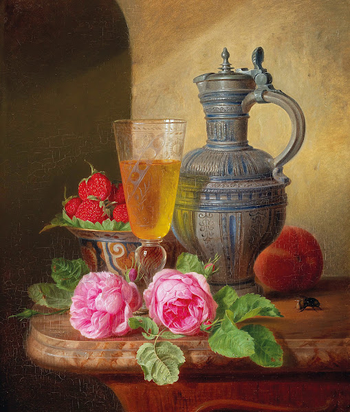 Still Life With Roses And Strawberries