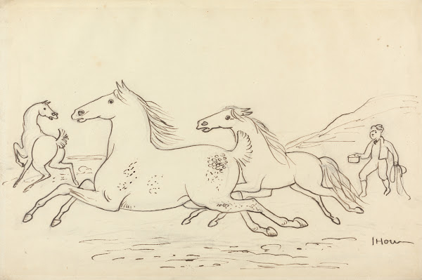 Three Horses and Stable Lad