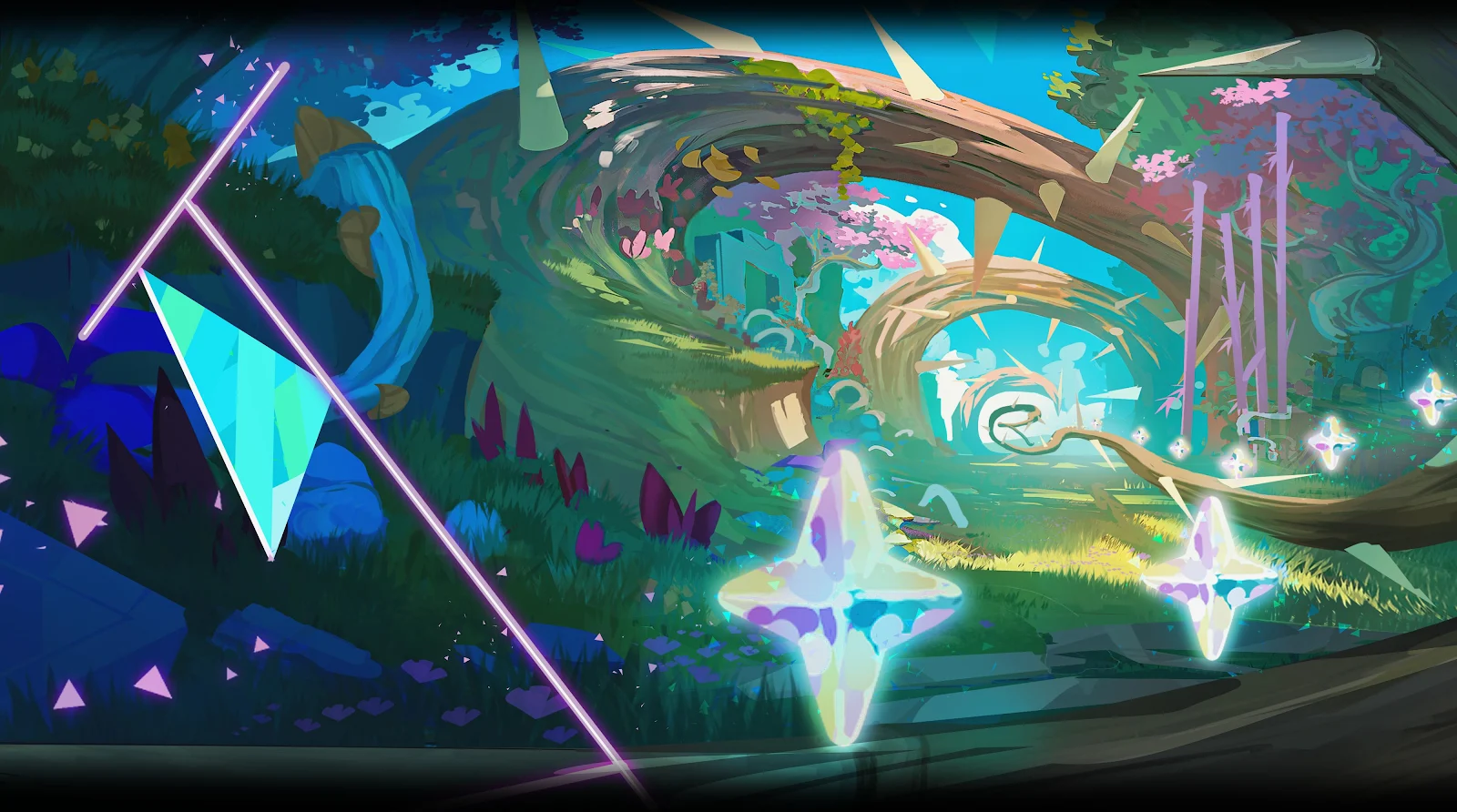 Neon Magical Forest Gateway - Digital Fantasy Art 4K Wallpaper (4000x2230)