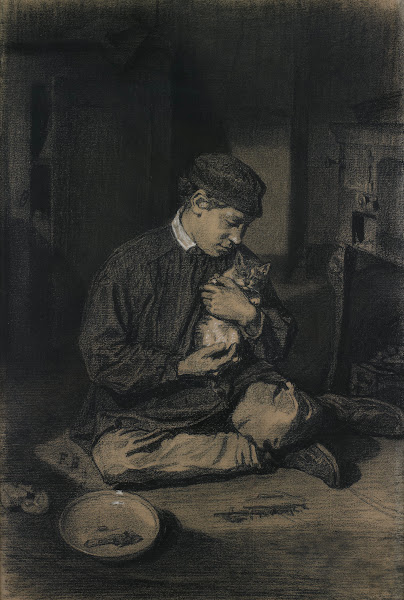 Seated Boy Holding a Cat 187480